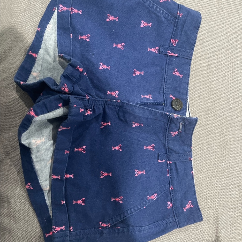 Navy shorts with pink lobsters
